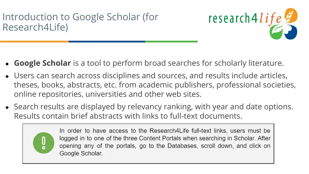 introduction to google scholar for research4life