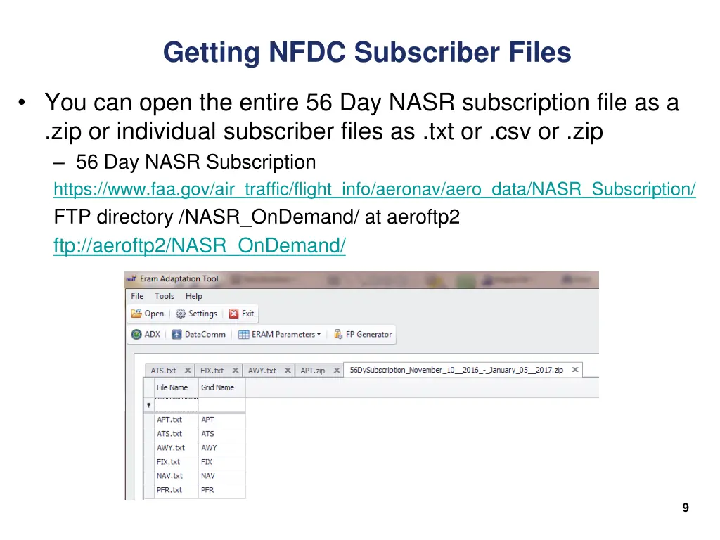 getting nfdc subscriber files