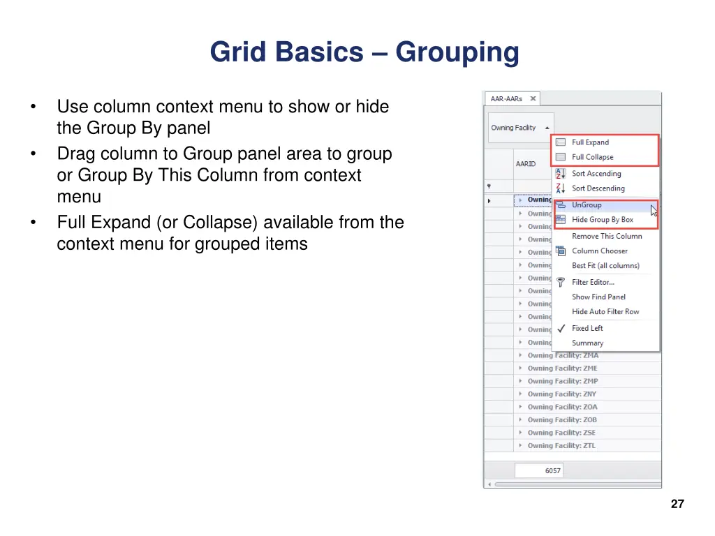 grid basics grouping