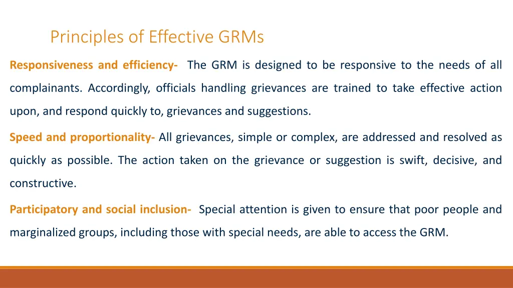 principles of effective grms
