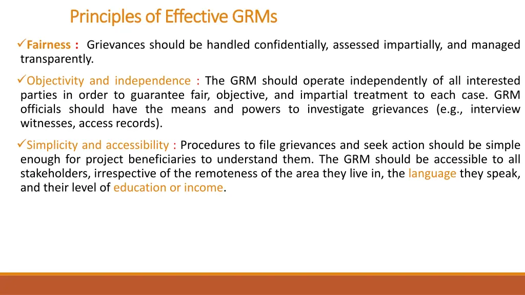 principles of effective grms principles