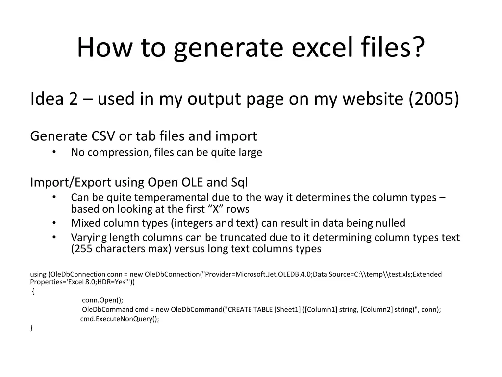 how to generate excel files 1