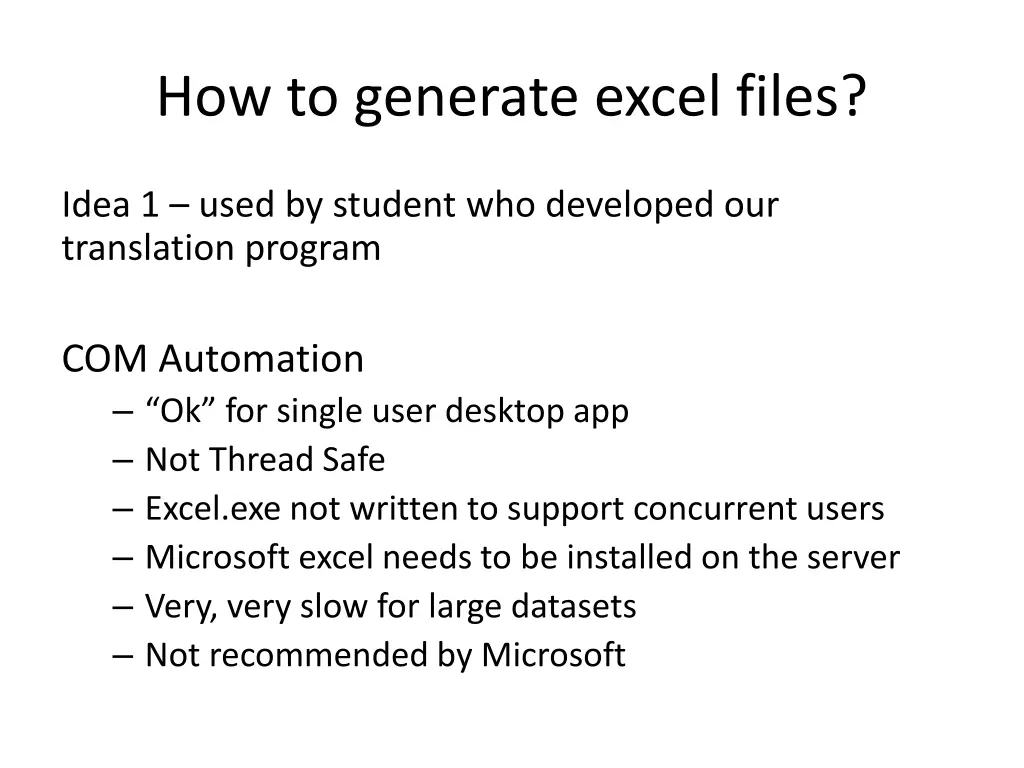 how to generate excel files