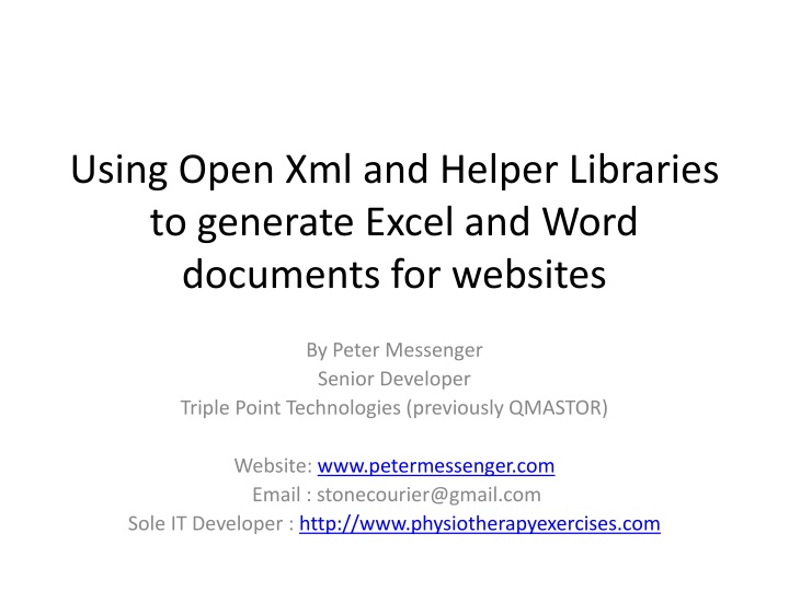 using open xml and helper libraries to generate