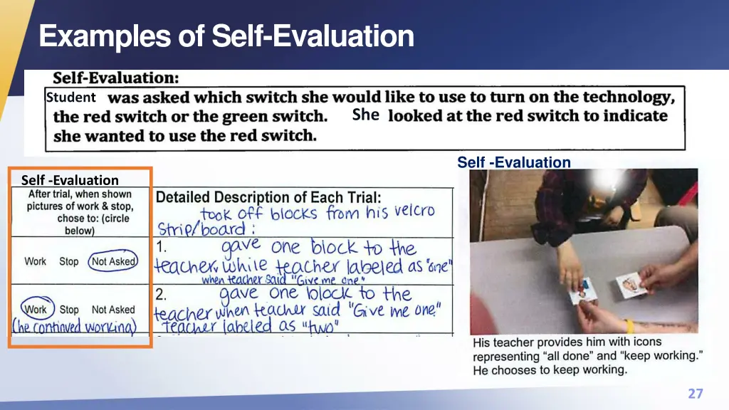 examples of self evaluation