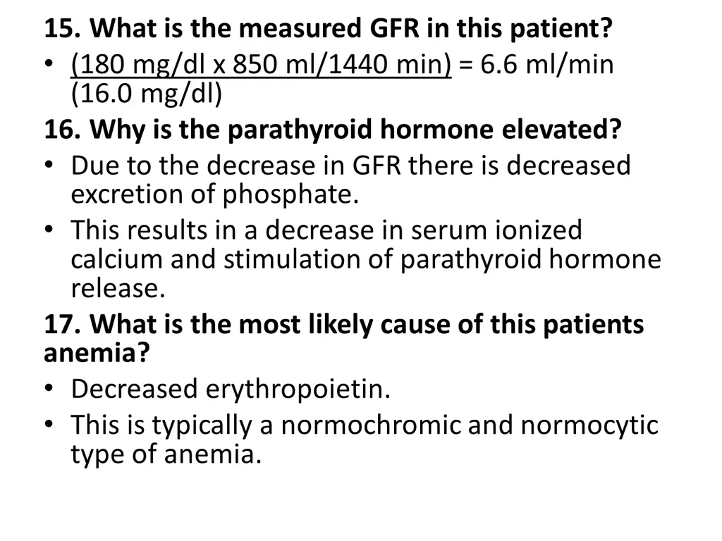 15 what is the measured gfr in this patient