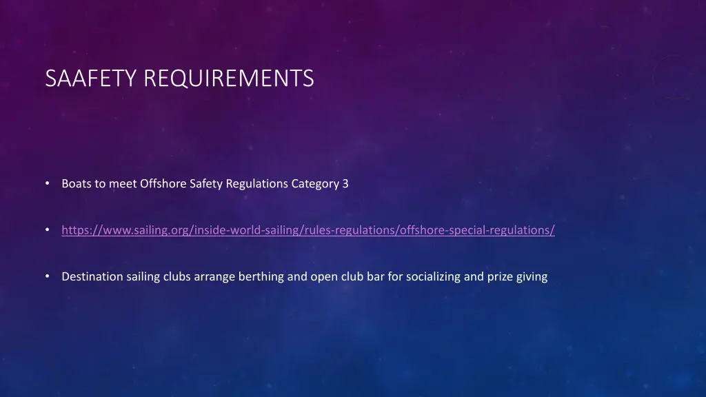saafety requirements