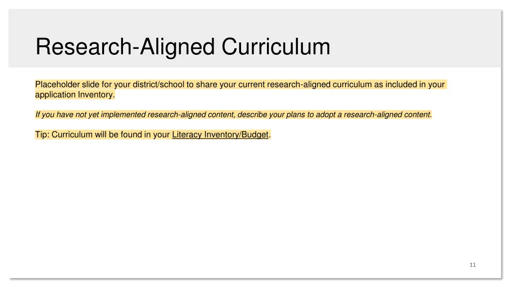 research aligned curriculum