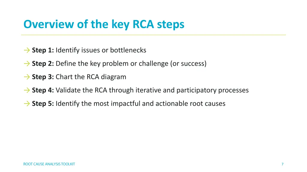overview of the key rca steps