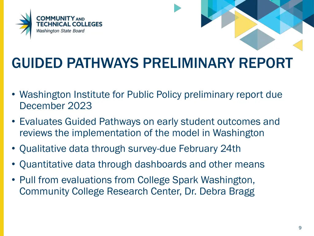 guided pathways preliminary report