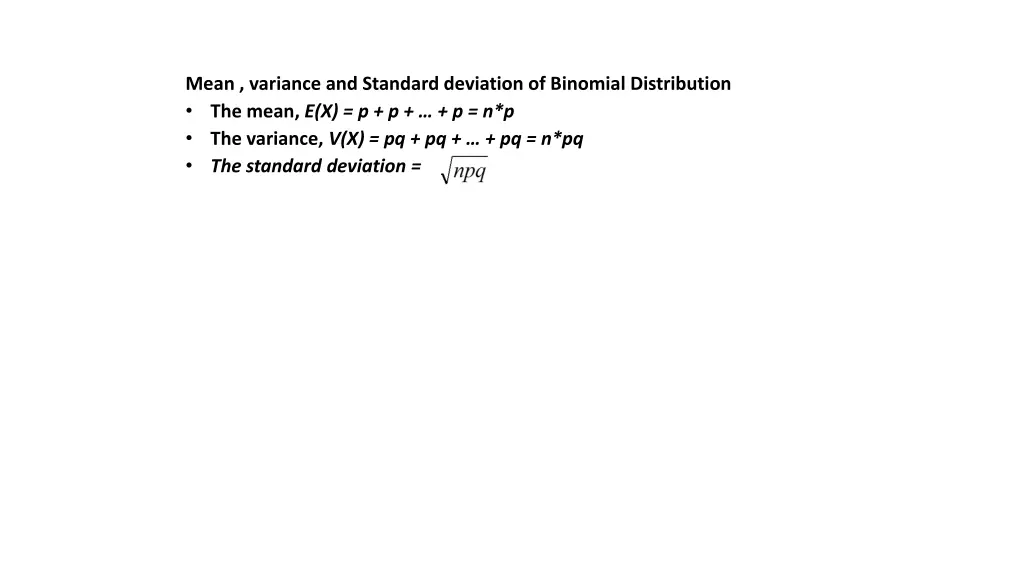 mean variance and standard deviation of binomial
