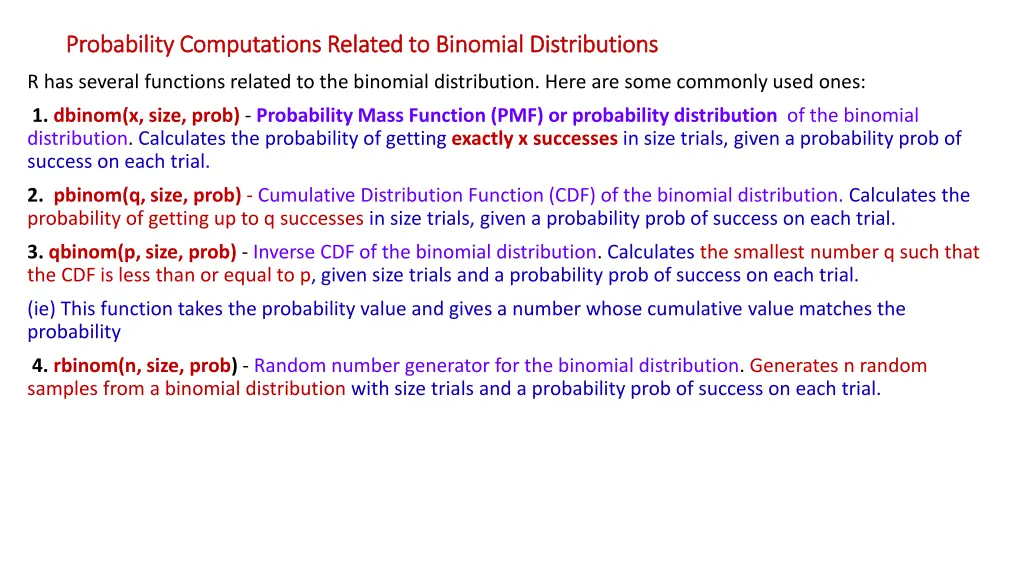probability computations related to binomial
