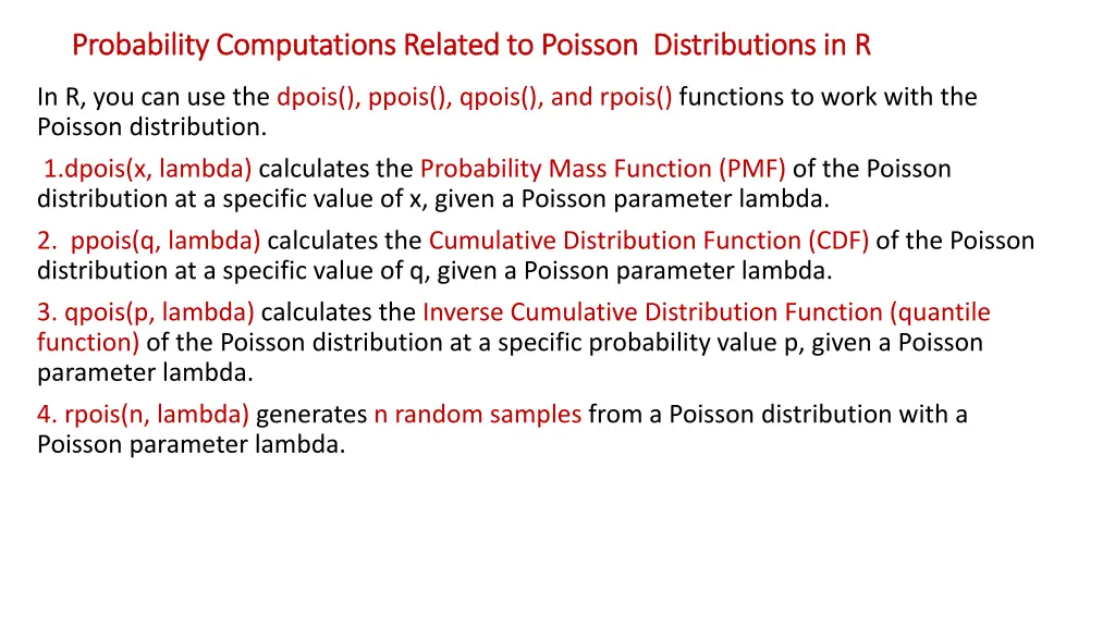 probability computations related to poisson