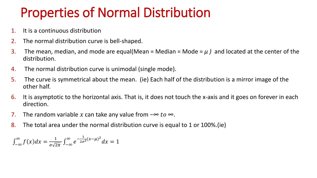 properties of normal distribution properties