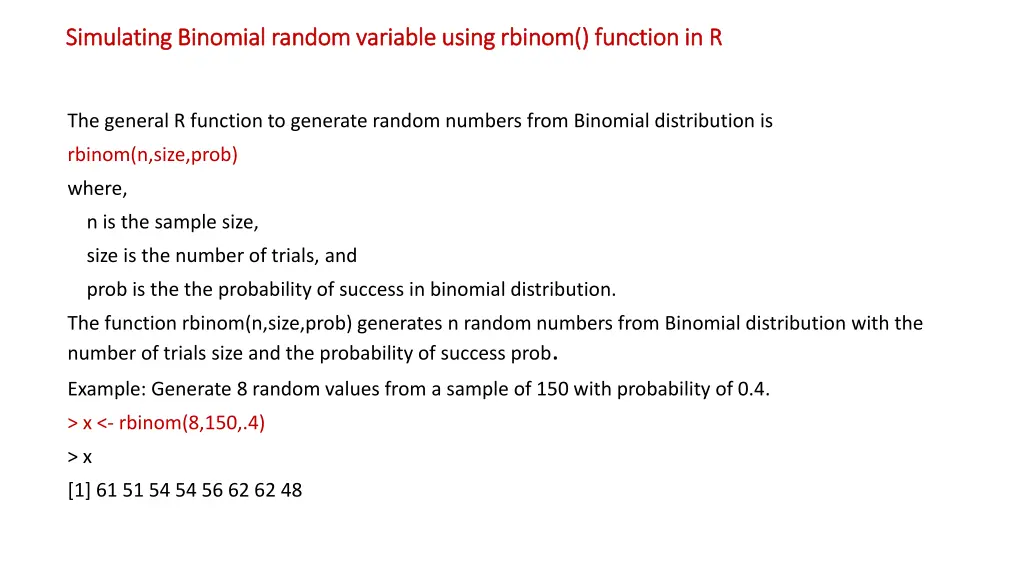 simulating binomial random variable using