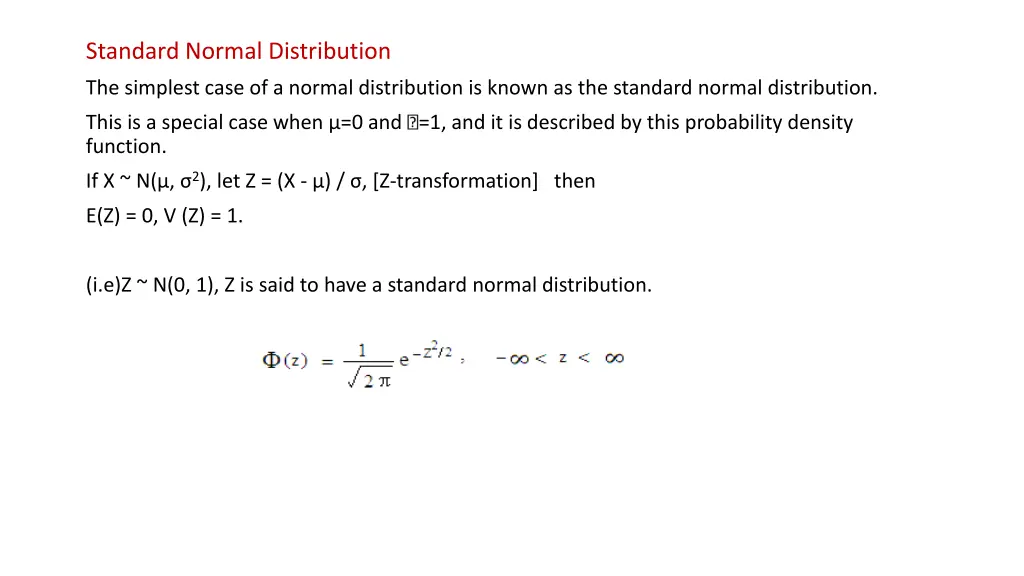 standard normal distribution