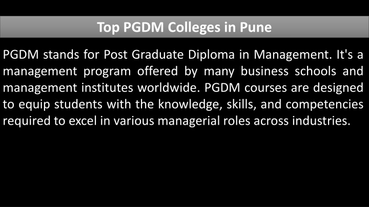 top pgdm colleges in pune