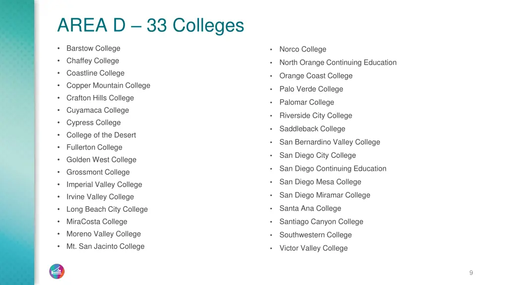 area d 33 colleges