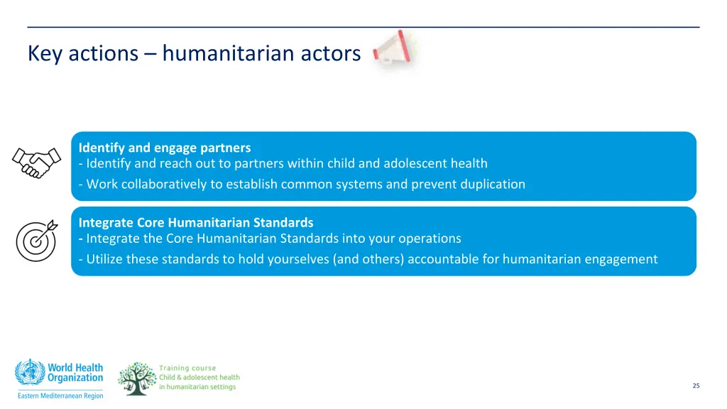 key actions humanitarian actors