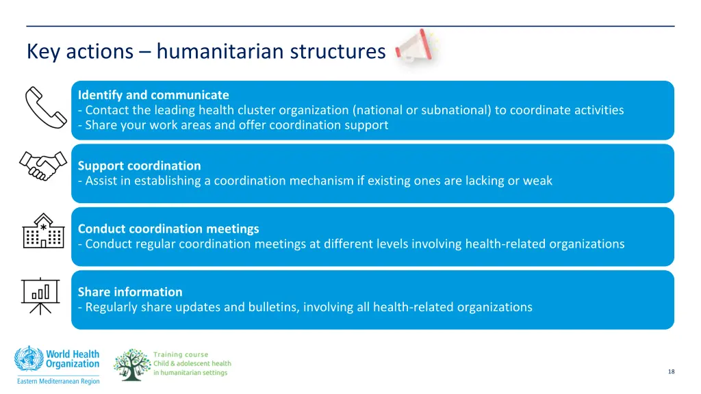 key actions humanitarian structures