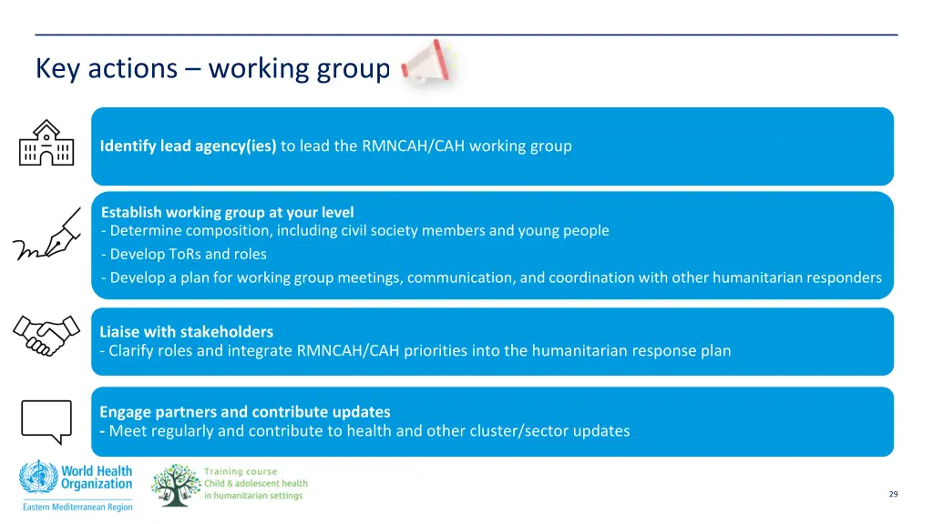 key actions working group