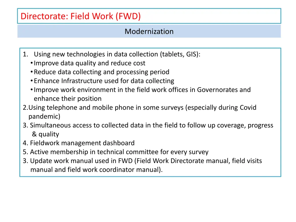 directorate field work fwd 1