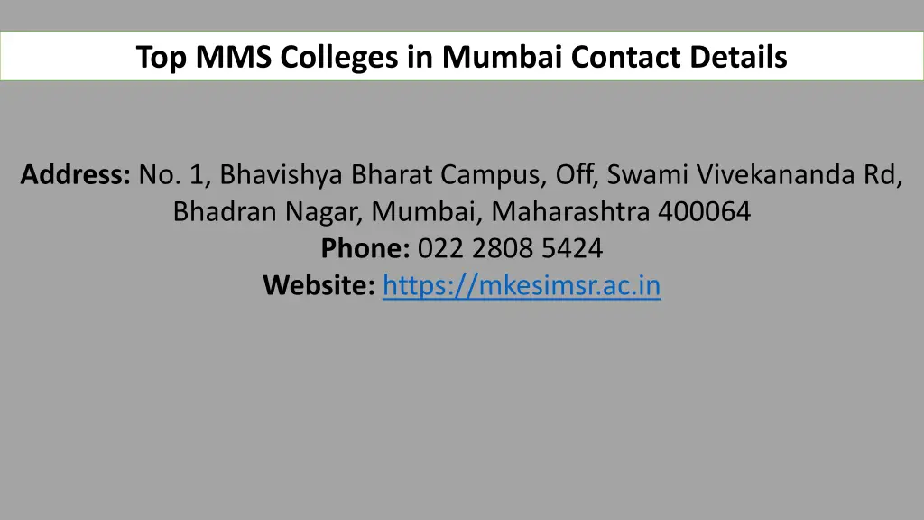 top mms colleges in mumbai contact details