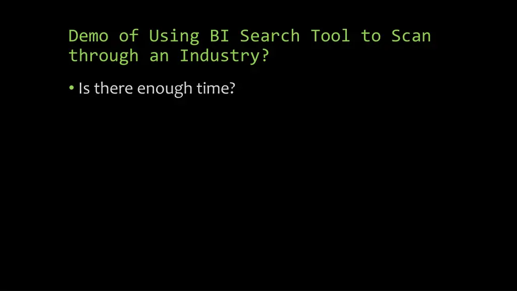 demo of using bi search tool to scan through