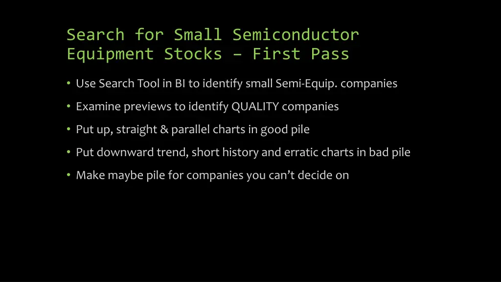 search for small semiconductor equipment stocks