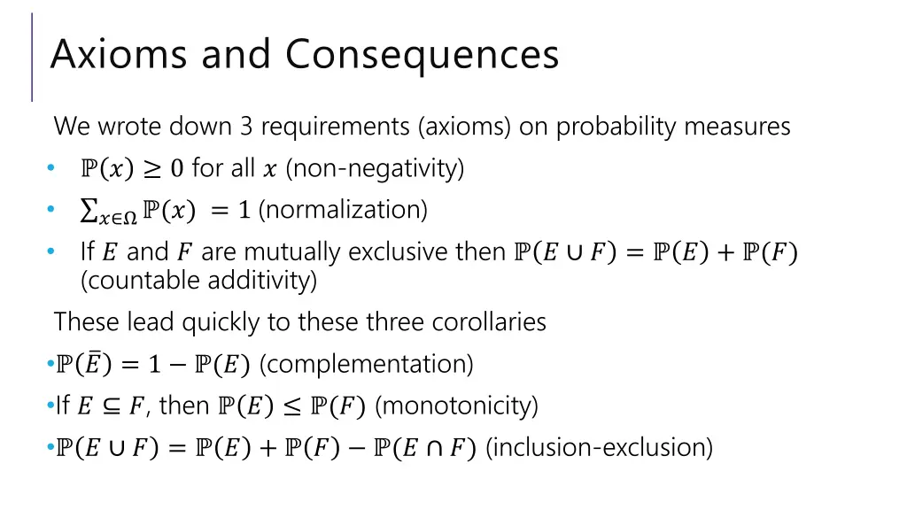 axioms and consequences