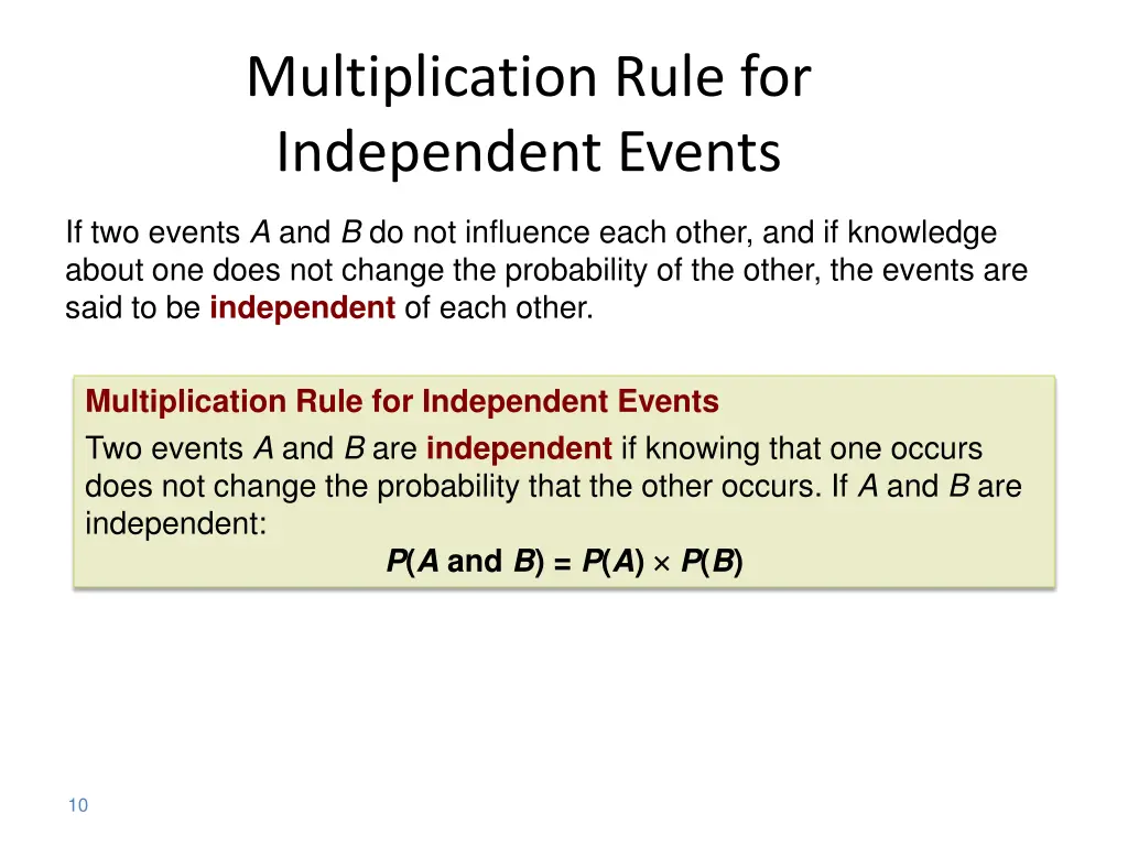 multiplication rule for independent events