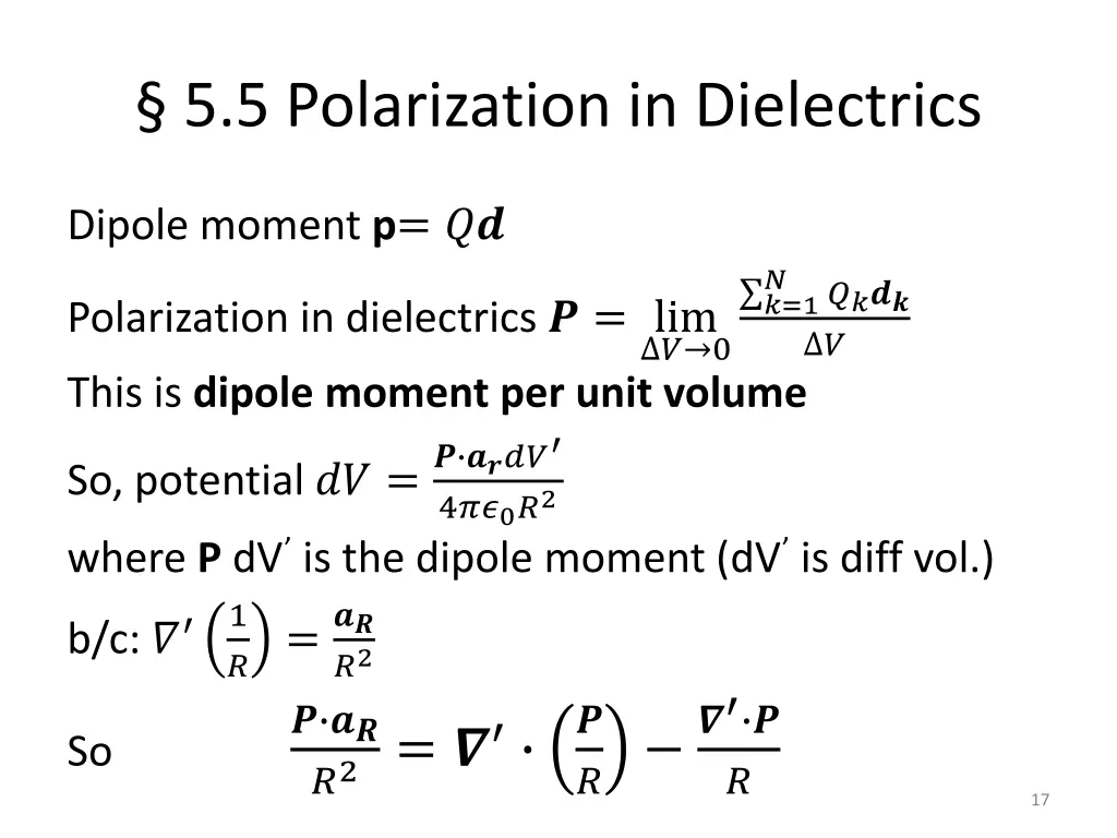 5 5 polarization in dielectrics