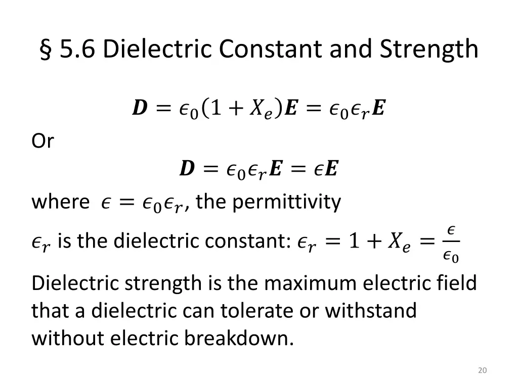 5 6 dielectric constant and strength