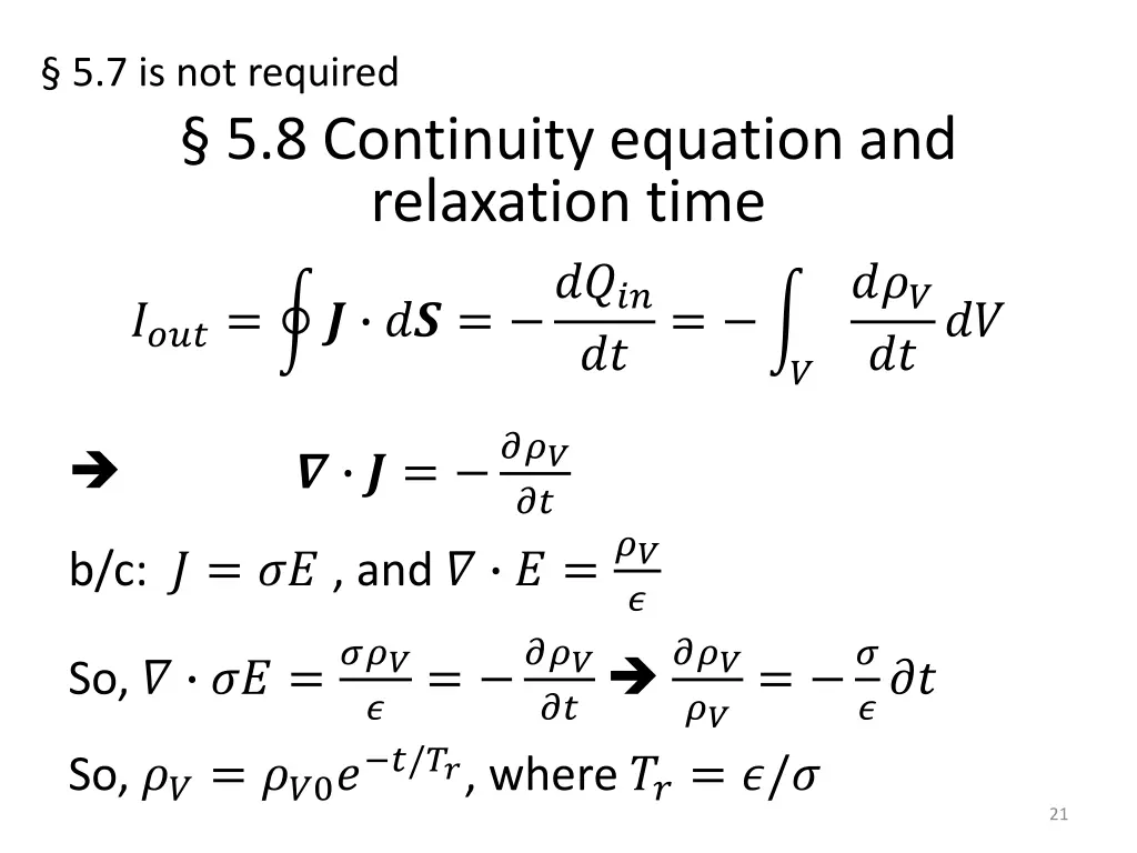 5 7 is not required 5 8 continuity equation