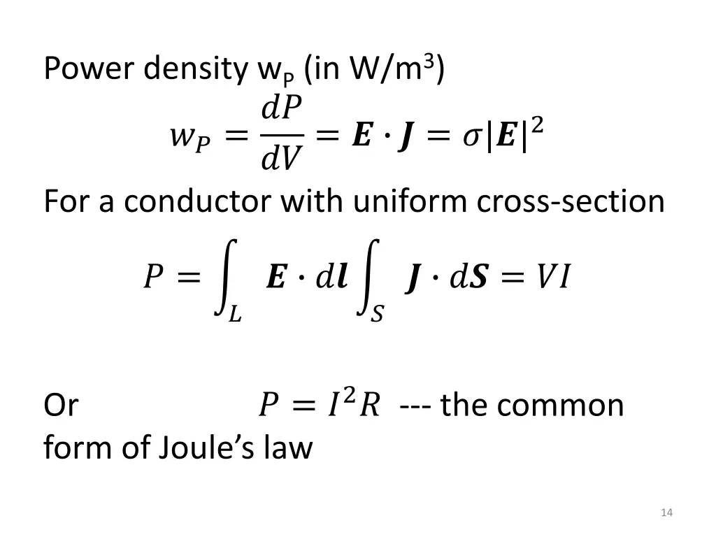 power density w p in w m 3