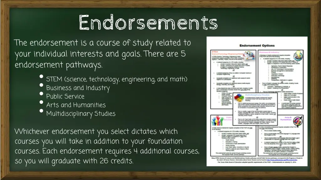 endorsements the endorsement is a course of study