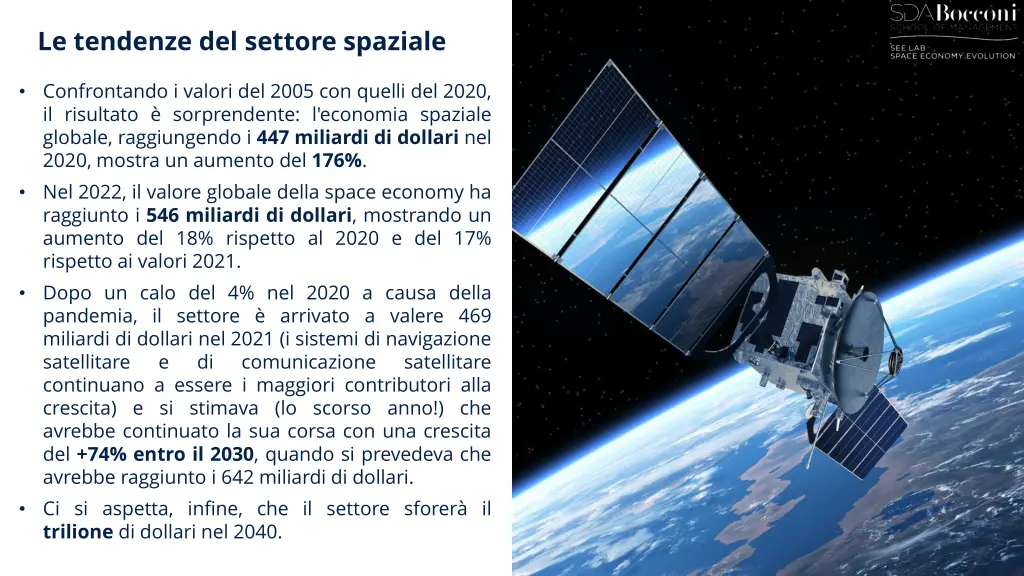 le tendenze del settore spaziale