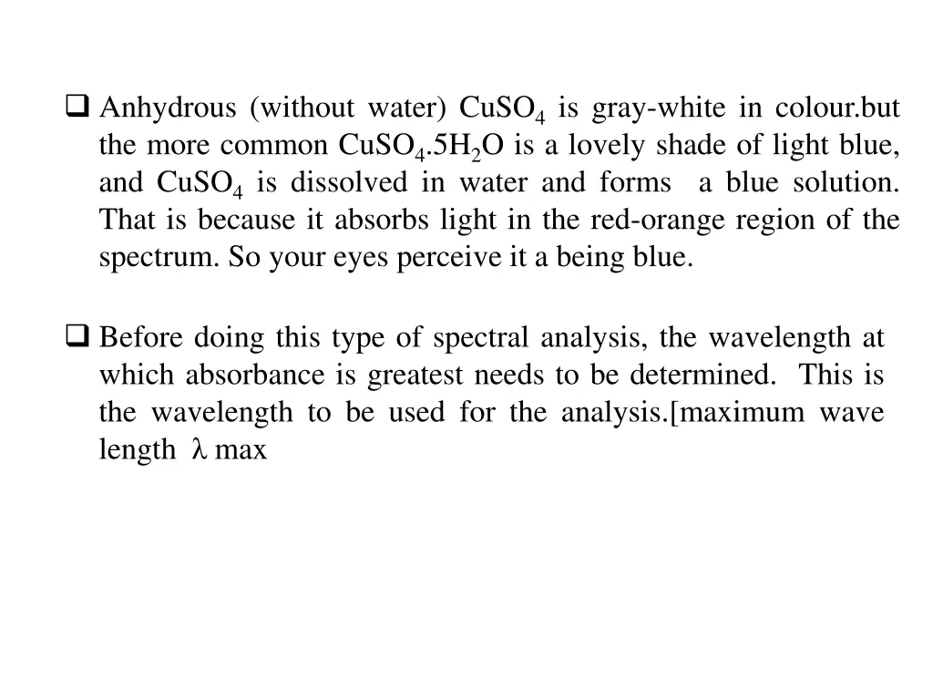 anhydrous without water cuso 4 is gray white