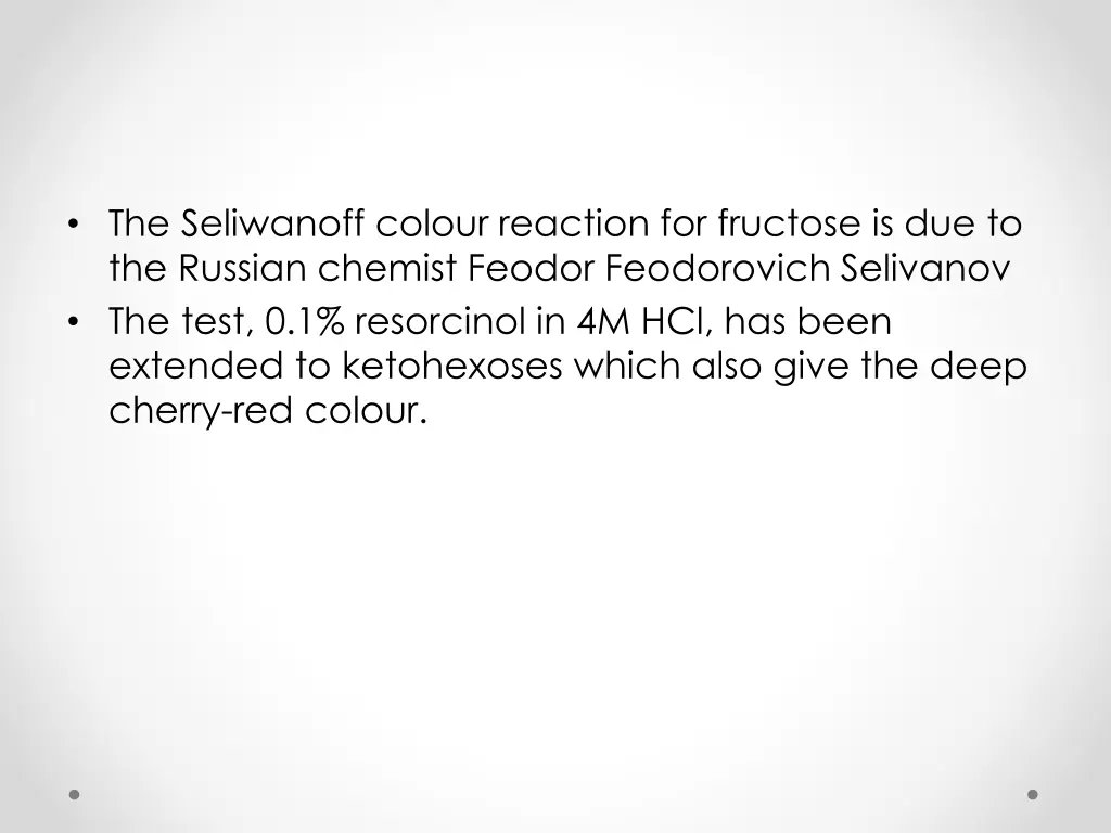 the seliwanoff colour reaction for fructose
