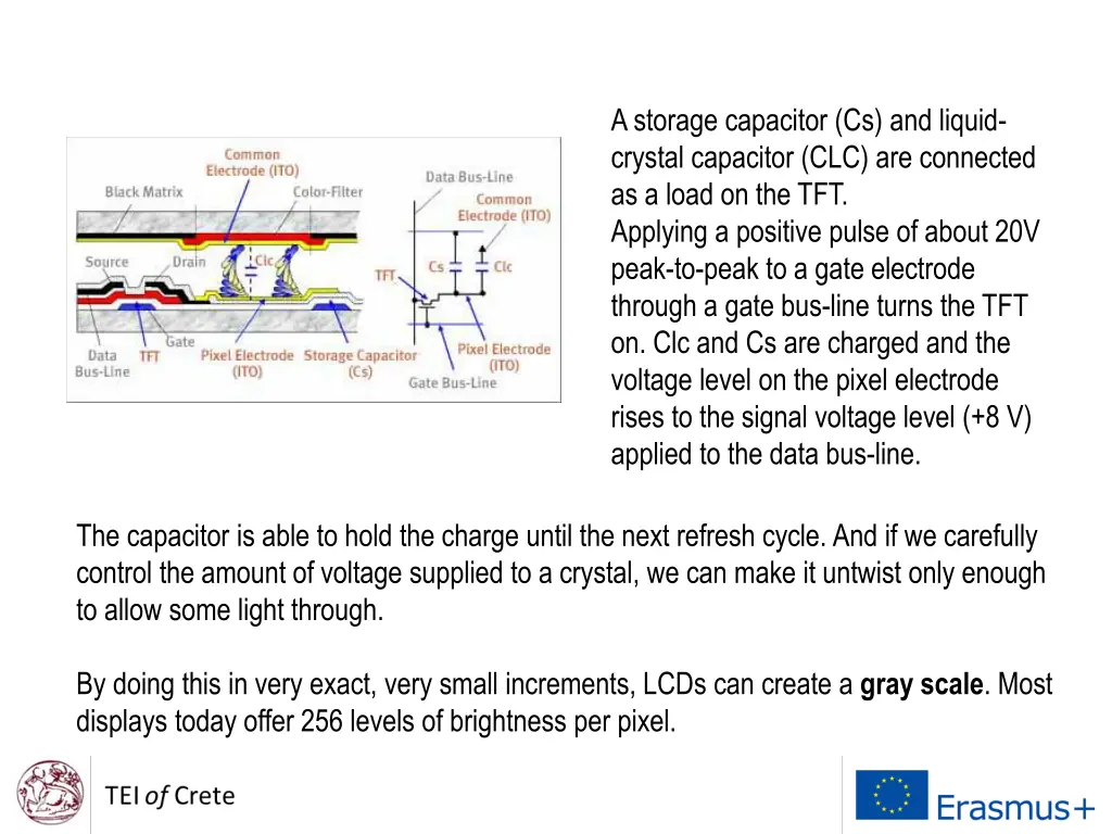 a storage capacitor cs and liquid crystal