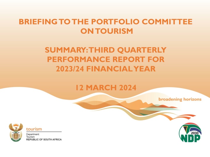 briefing to the portfolio committee on tourism