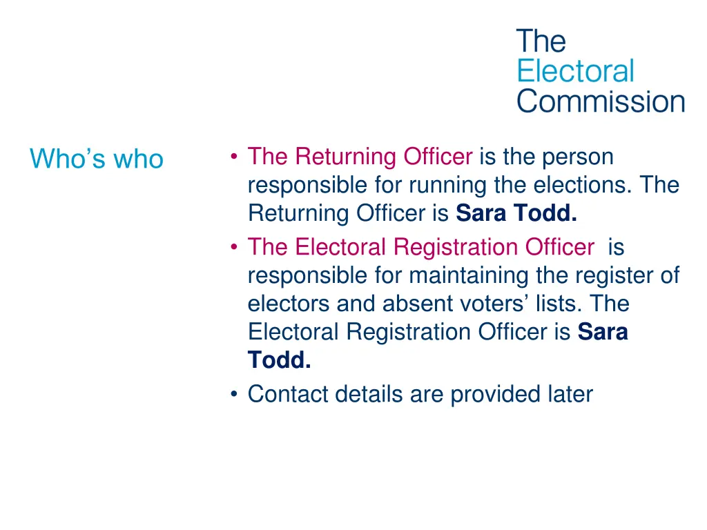 the returning officer is the person responsible