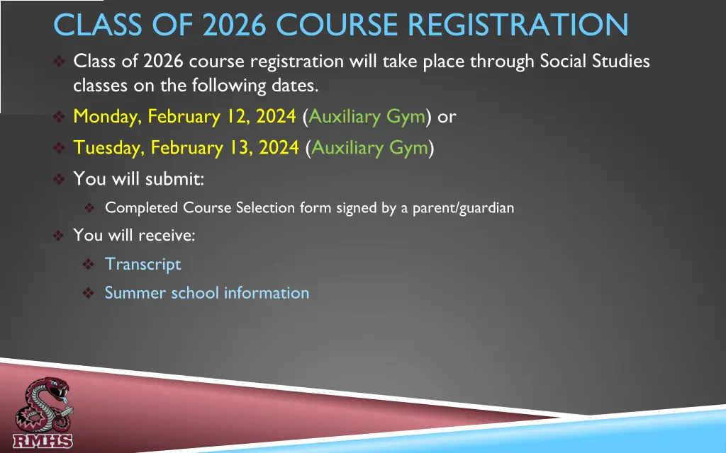 class of 2026 course registration class of 2026