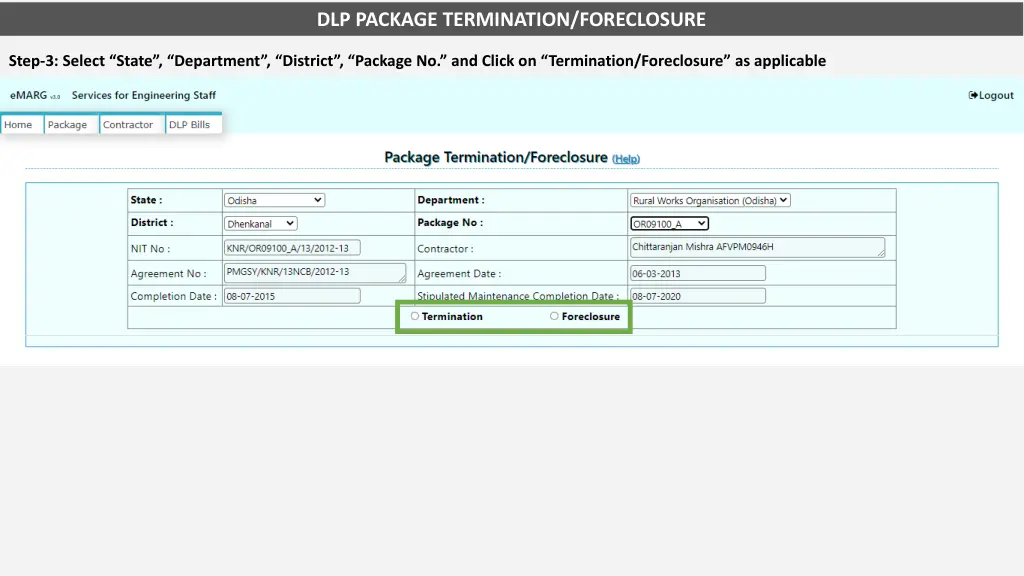 dlp package termination foreclosure 3