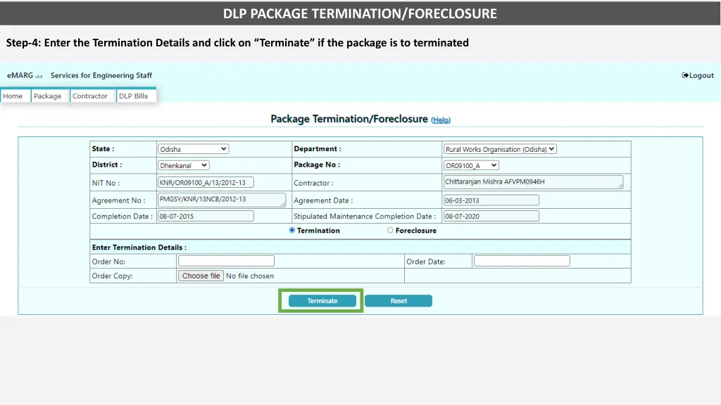 dlp package termination foreclosure 4