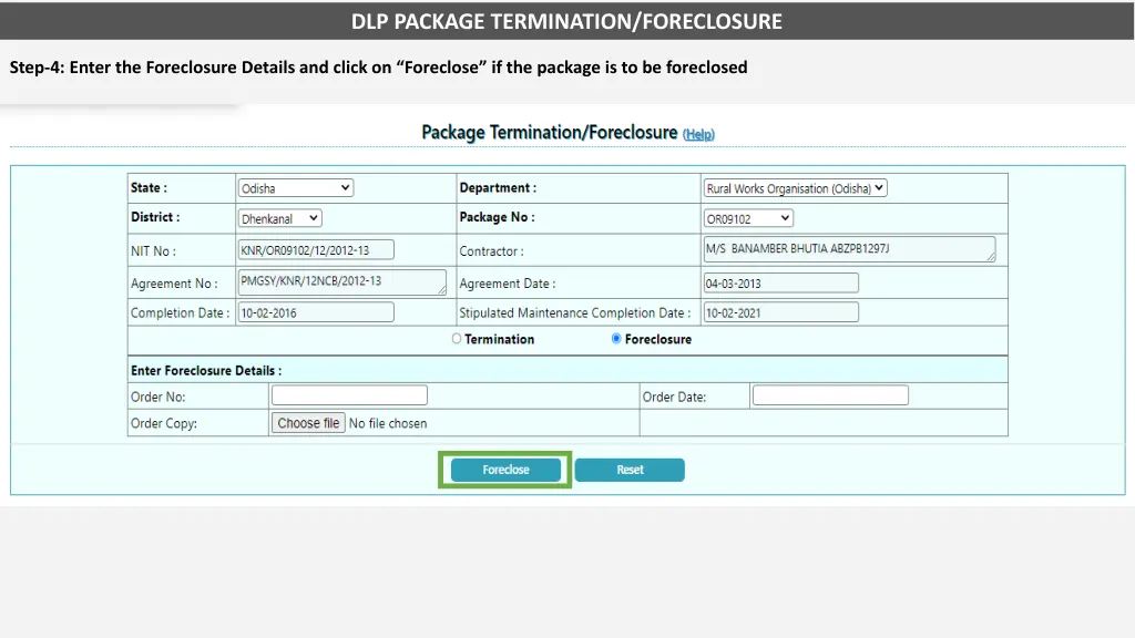 dlp package termination foreclosure 5