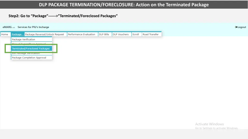 dlp package termination foreclosure action 1