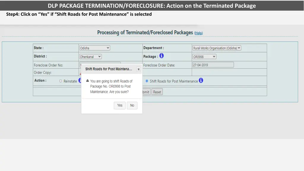 dlp package termination foreclosure action 6