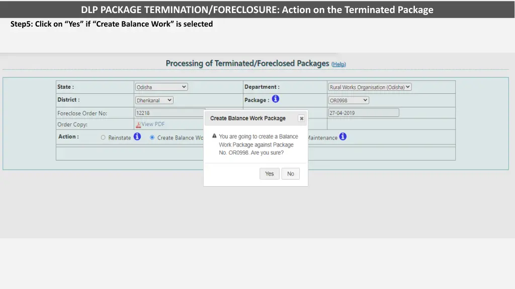 dlp package termination foreclosure action 7