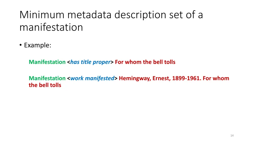 minimum metadata description